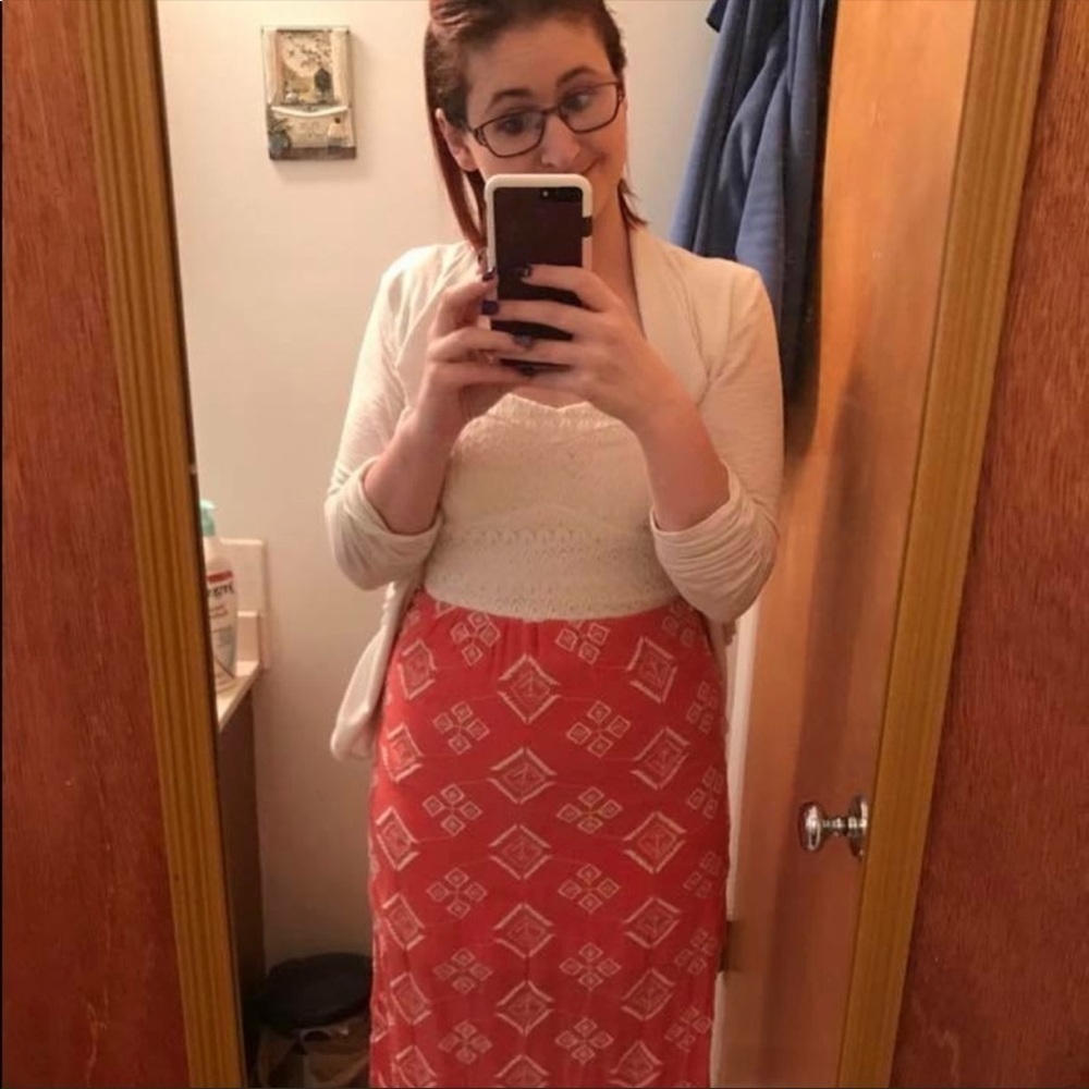 Lily Rose Pink & Cream Dress Sexy Slit Size Large